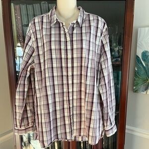 GAP XL Purple, Pink Plaid Button Down Shirt Boyfriend Fit